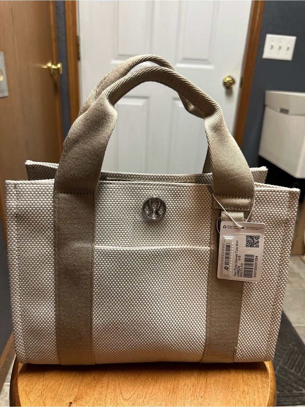 Lululemon Two-Tone Canvas Tote Mini - Mojave Tan / Light Ivory - NWT